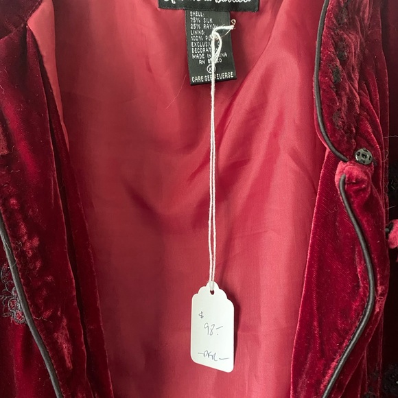 Vintage Red Velvet Jacket with Black Beading - Picture 2 of 9